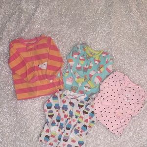 4 pairs of fleece girls pajamas size 24m